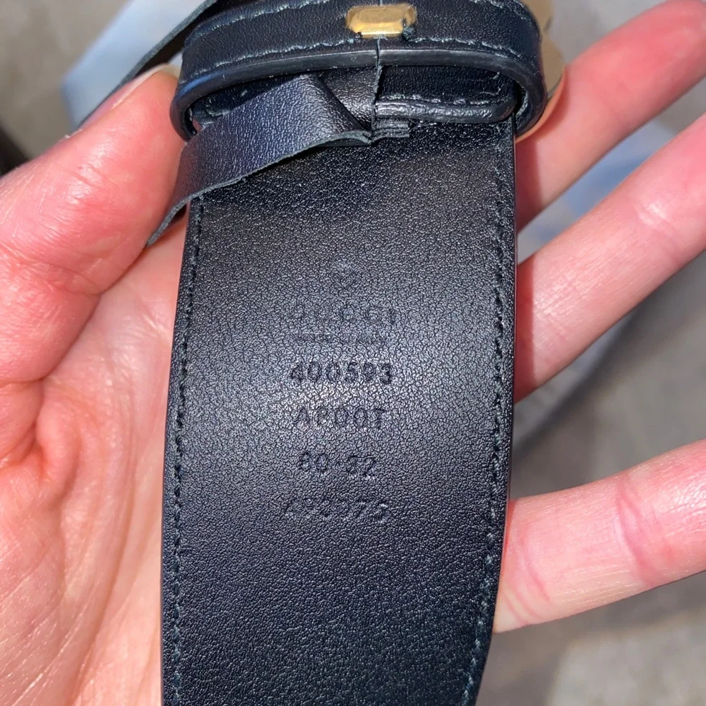 Authentic GUCCI Wide leather belt with Double G